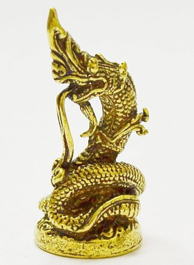 WitnyStore Tiny 1¼" Brass Buddha Staute Power Naga Mini Statue Animistic Fertility Symbol Traditional Thai Belief Amulet Miniature Collectible Figurines - Image 1